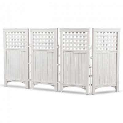 Suncast Outdoor Garden Yard 4 Panel Screen Enclosure Gated Fence, White FS4423   1658258